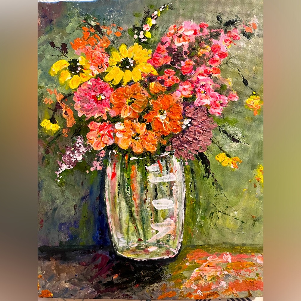 Original acrylic still life “Flores” 8x10
